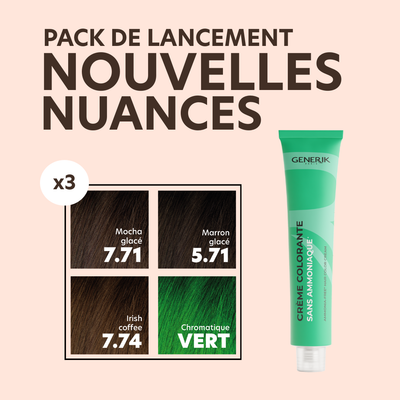 3 Lots de 4 nouvelles nuances Coloration Sans Ammoniaque Generik